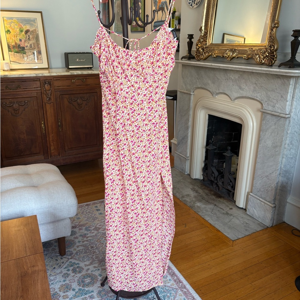 Zara Side Slit Pink Floral Dress